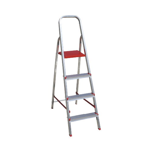 Escalera comercial de aluminio de 4 escalones. Altura: 85 cm.